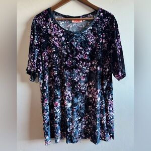 Evri - Brushed Velvet Floral Blouse